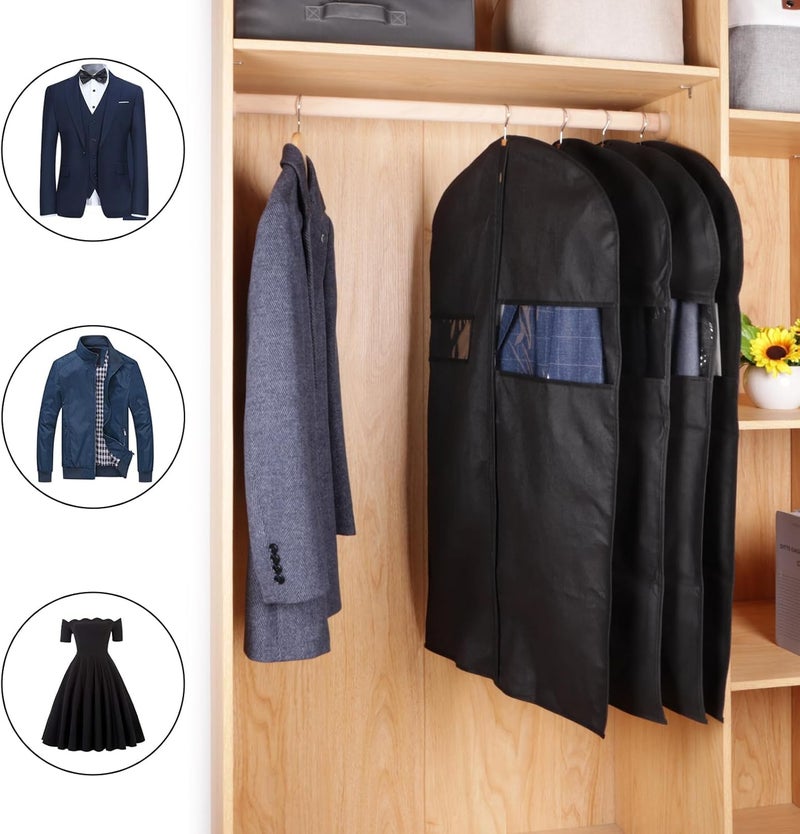 KEEGH 40" Suit Cover Bags for Men (Set of 10) Garment Bags for Hanging Clothes, Suit Bags for Closet Storage or Travel, Clothes Cover for Suits Coats with Clear Window and Label Pocket, Black - Image 3